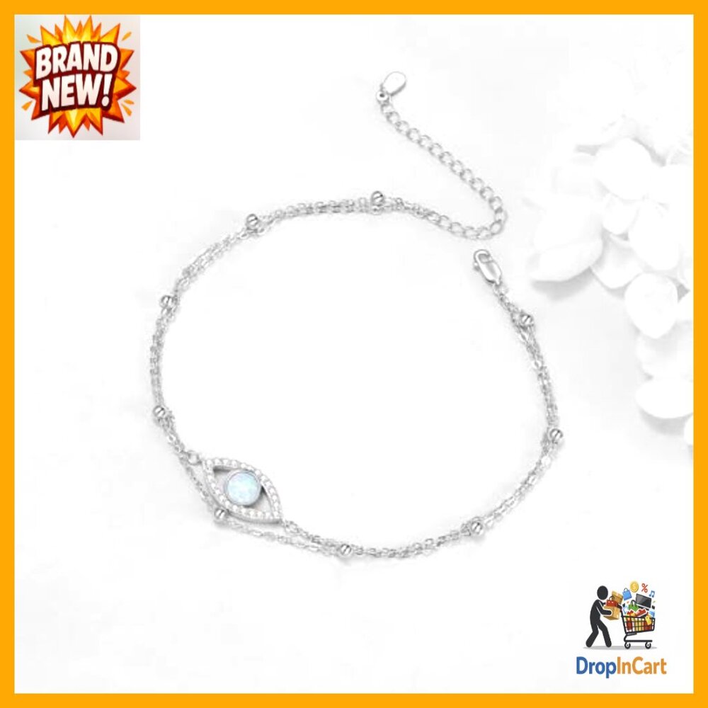 Sterling Silver Evil Eye Anklet Stackable Adjusta… - image 4